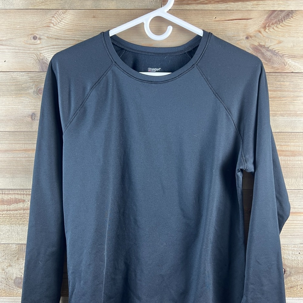Climate‎ Right By Cuddl Duds Womens Shirt Long Sleeve Round Neck Black Large - Picture 2 of 6